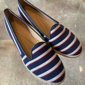 Chatelles Paris navy red white stripe flat espadrilles shoes